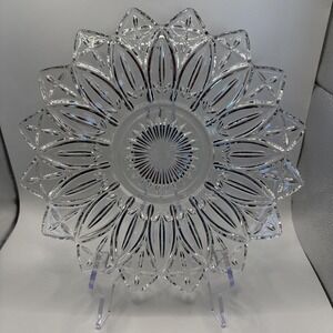 Federal Glass Petal Clear Sunflower Serving Plate 11.5" Platter Tray